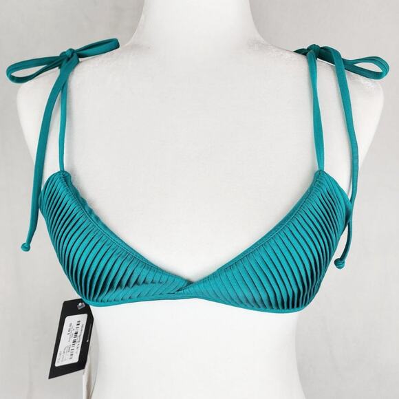 Sail On Honey Bikini Top Women M Palmy Pleated teal String Bikini NWT SA003PAL - Picture 1 of 8